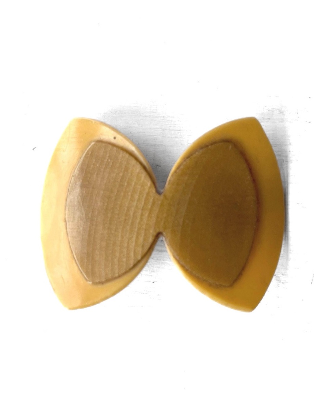 Vintage 30's Celluloid Bow Tie Butterfly Brooch Romantic Layered 2 Tone Yellow